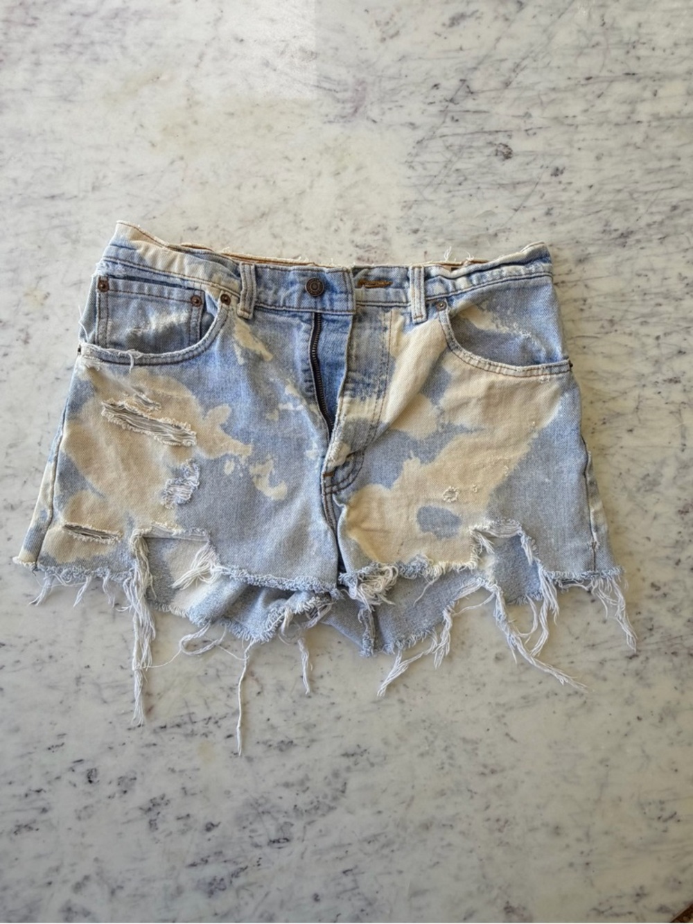 Levi's reclaimed denim shorts with frayed edge